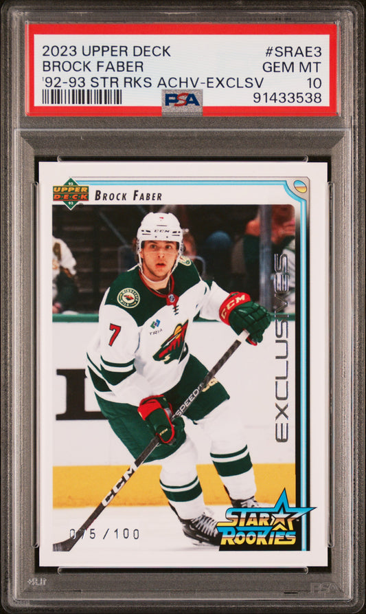 Brock Faber 2003 Upper Deck 1992-93 Star Rookies Exclusive #75/100 PSA 10 Gem Mint