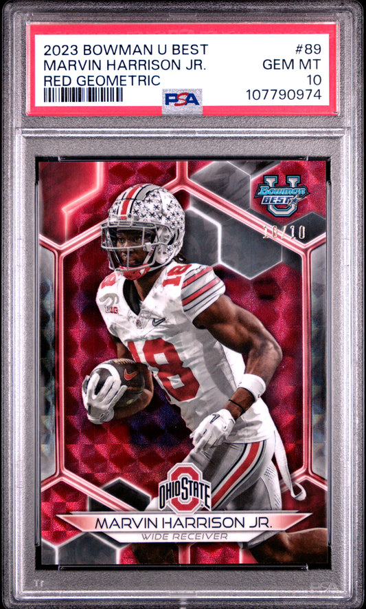Marvin Harrison Jr. 2023 Bowmans Best Red Geometric #10/10 PSA 10 Gem Mint