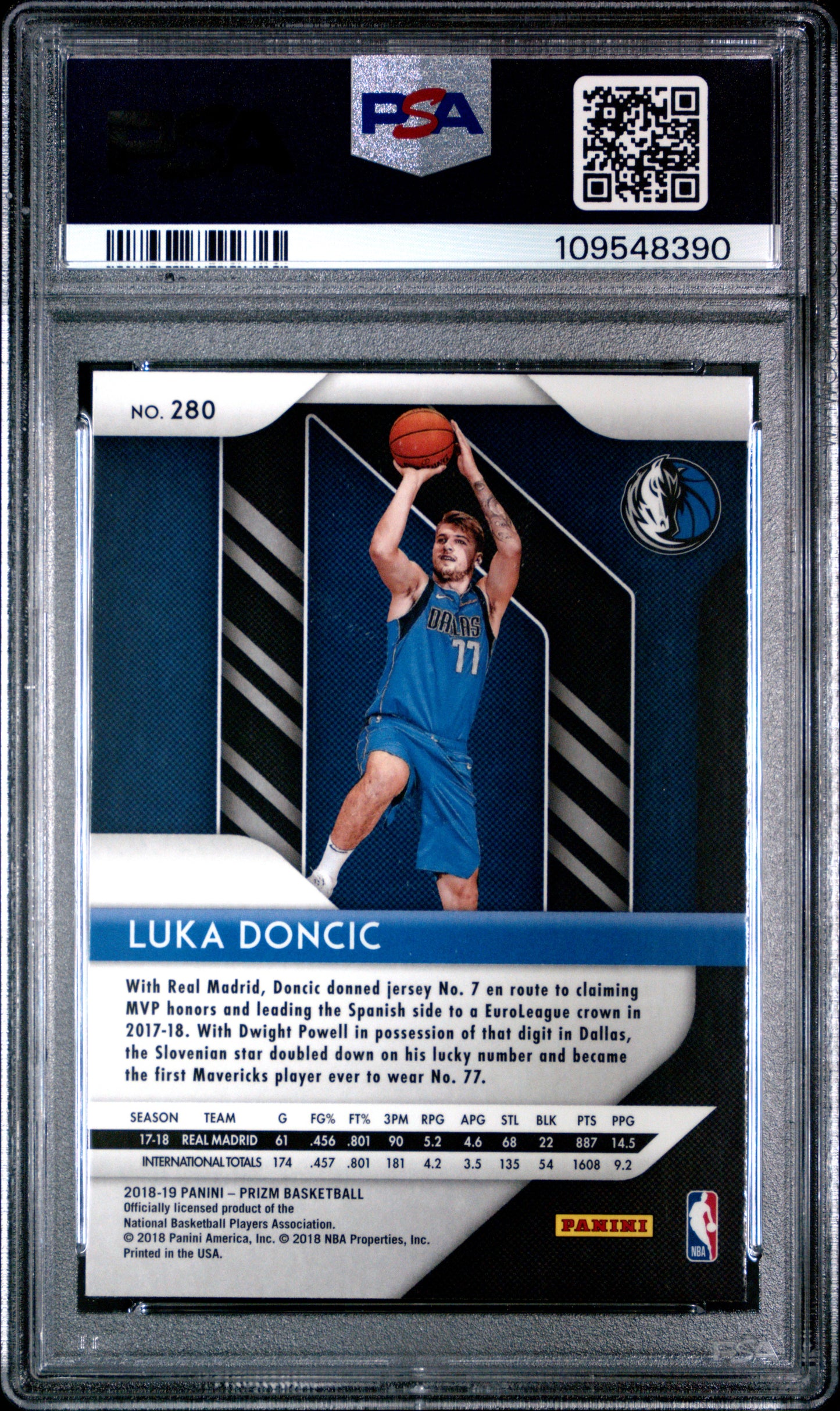 Luka Doncic 2018 Panini Prizm Rookie #280 PSA 10 Gem Mint 8390