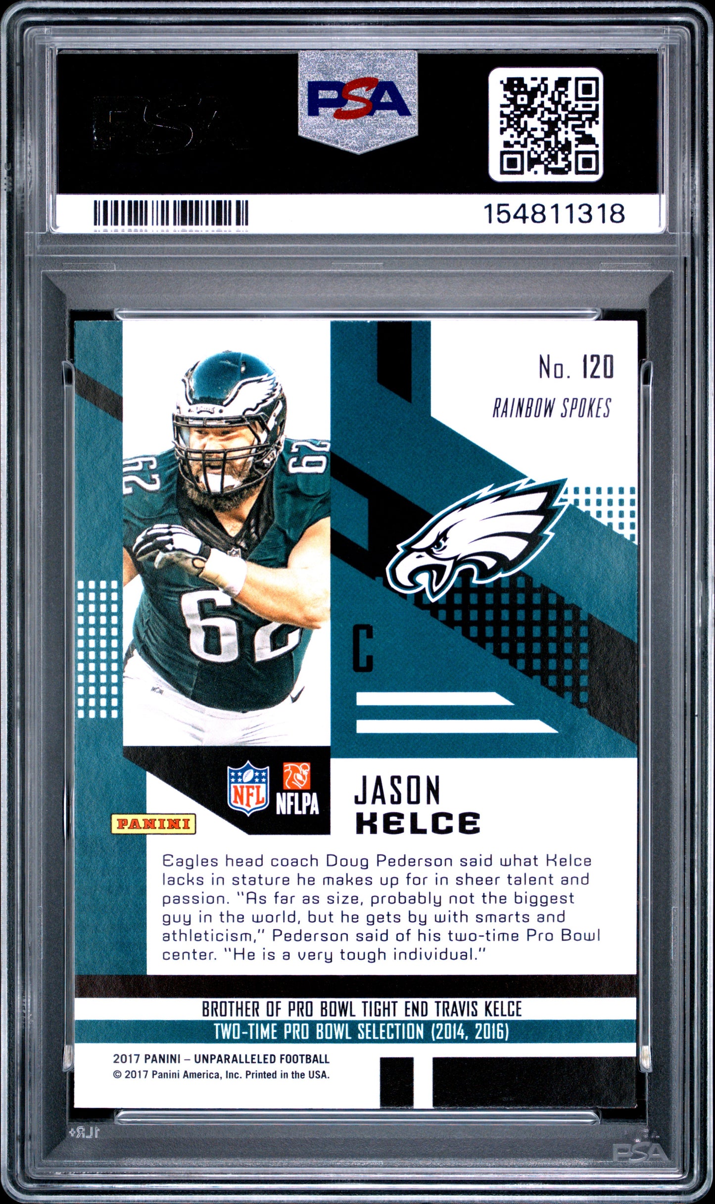 Jason Kelce 2017 Panini Unparalleled Rookie #120 PSA 9 Mint 1318