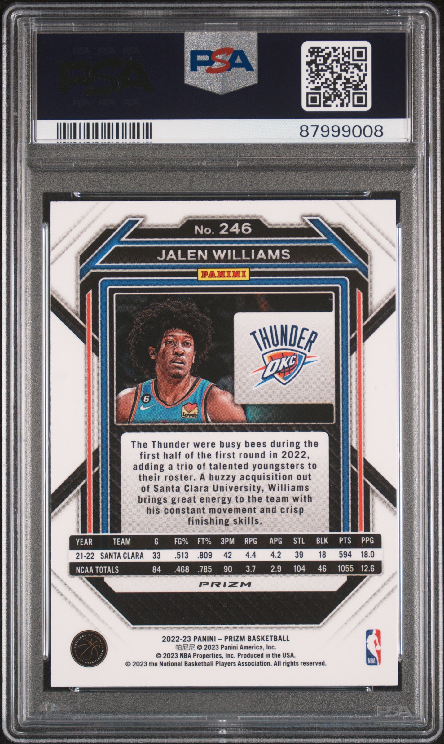 Jalen Williams 2022 Panini Prizm #246 Red Ice PSA 10 Gem Mint