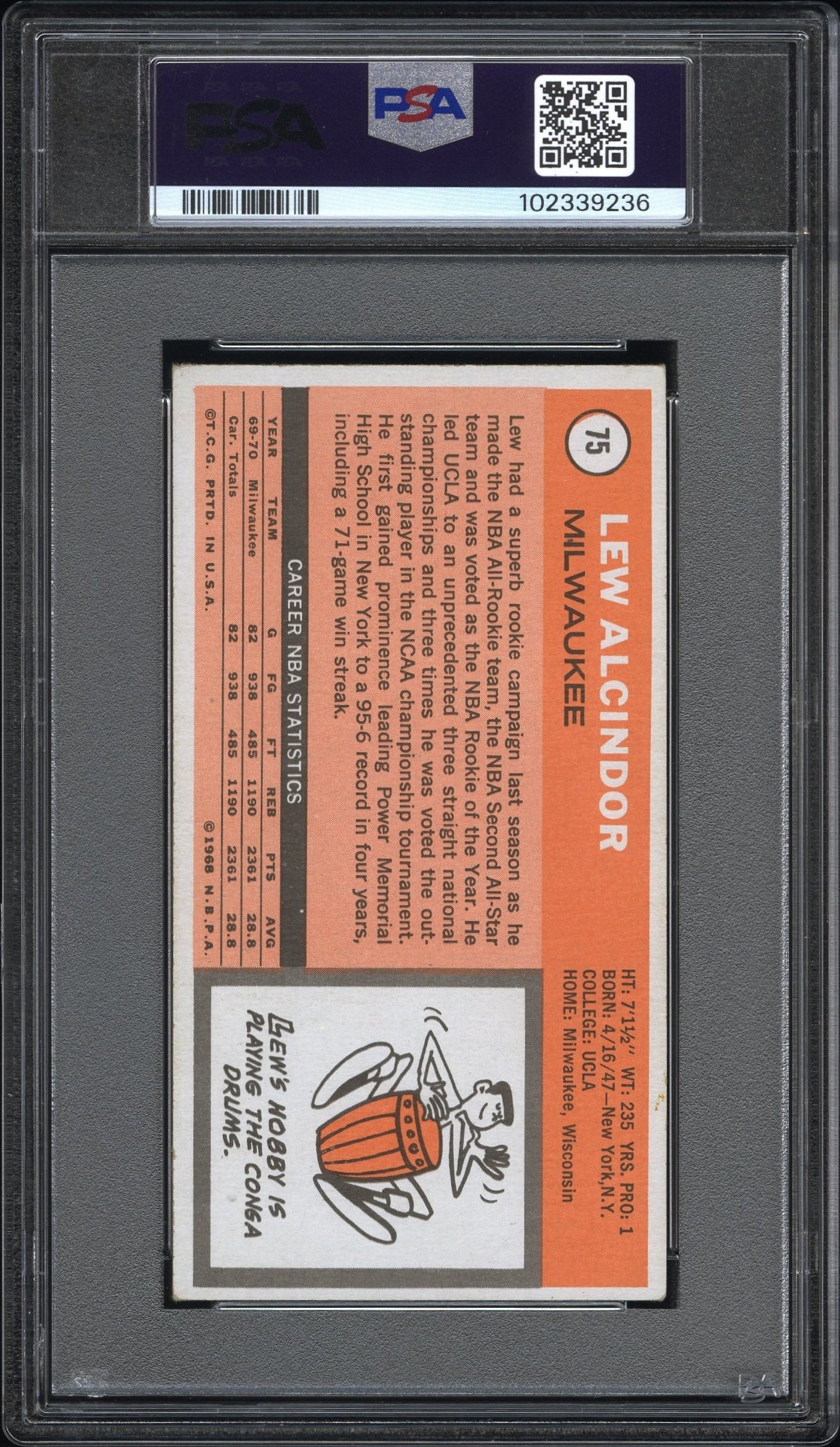 Lew Alcindor 1970 Topps #75 PSA 4 VG-EX 9236