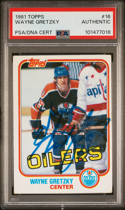 Wayne Gretzky 1981 Topps #16 Autograph PSA Auth