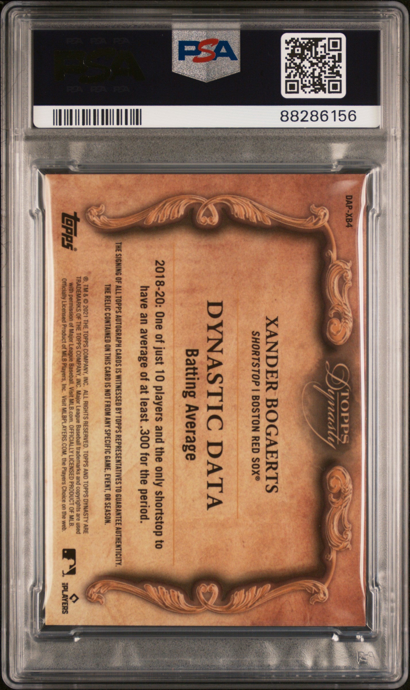 Xander Bogaerts 2021 Topps Dynasty Patch Auto #6/10 PSA 10 Gem Mint
