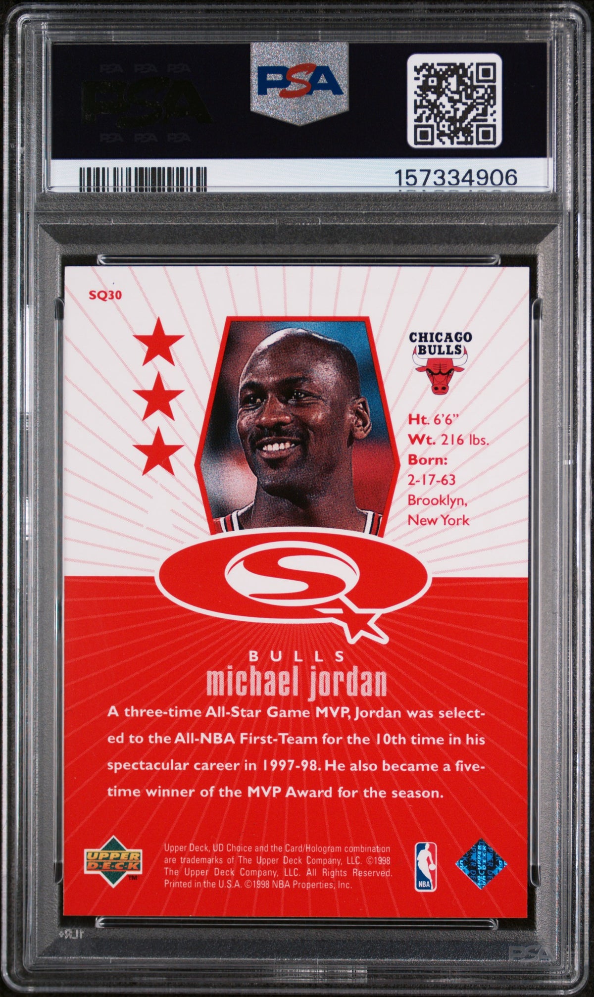 Michael Jordan 1998 Upper Deck Choice Starquest Red PSA 8 Nm-Mint
