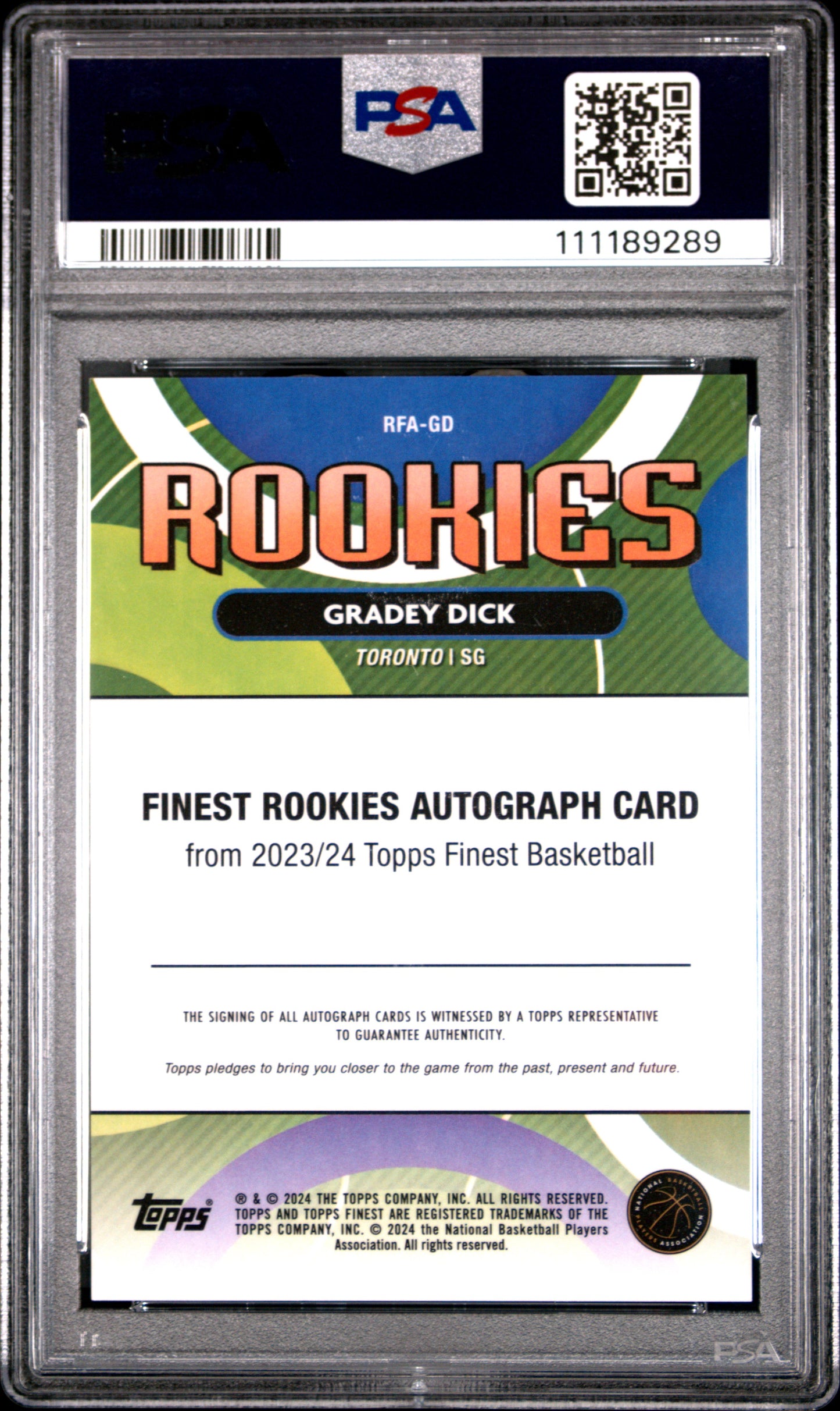 Gradey Dick 2023 Topps Finest Black Geometric Auto #2/25 PSA 10 Gem Mint