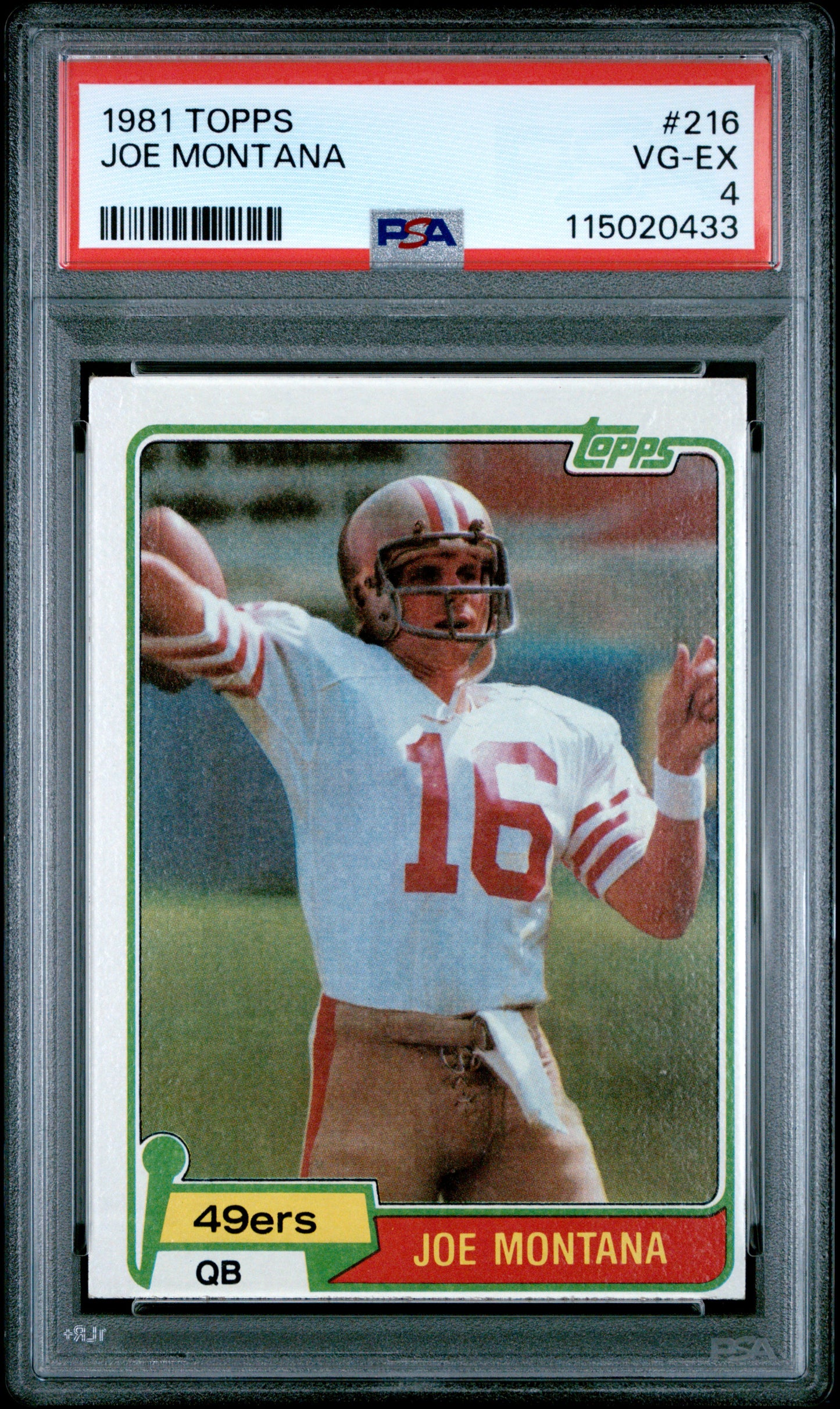 Joe Montana 1981 Topps Rookie #216 PSA 4 Vg-Mint 0433