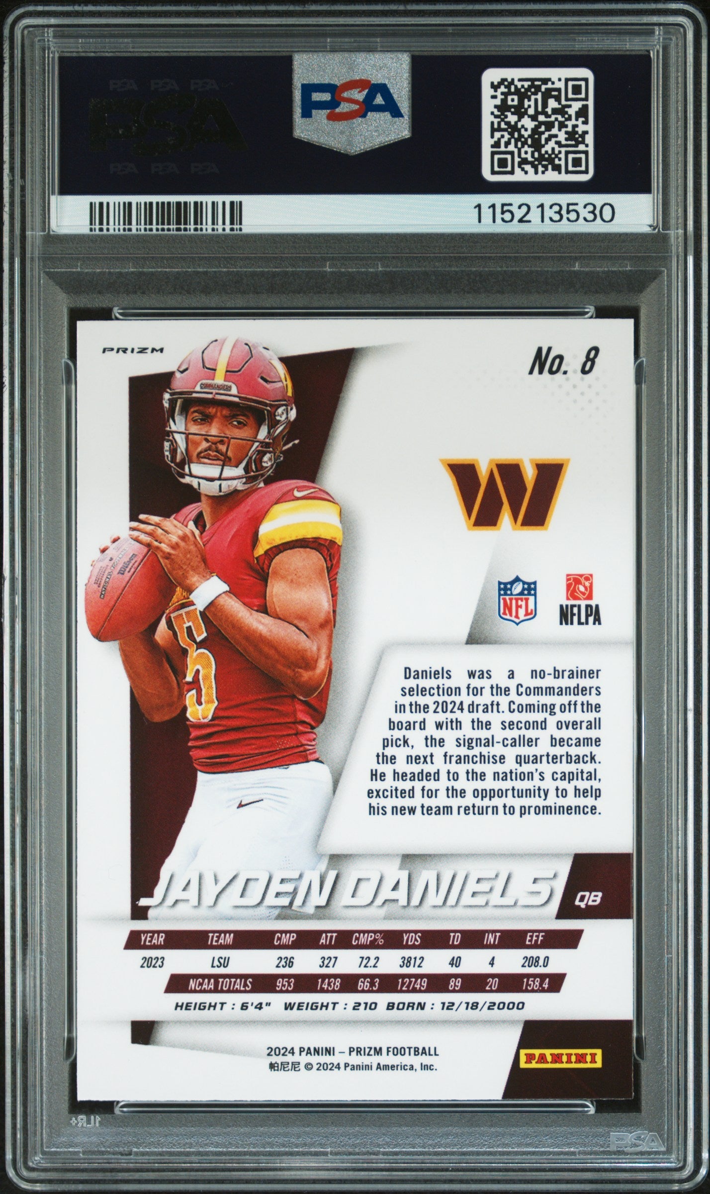 Jayden Daniels 2024 Panini Prizm Flashback No Huddle PSA 10 Gem Mint