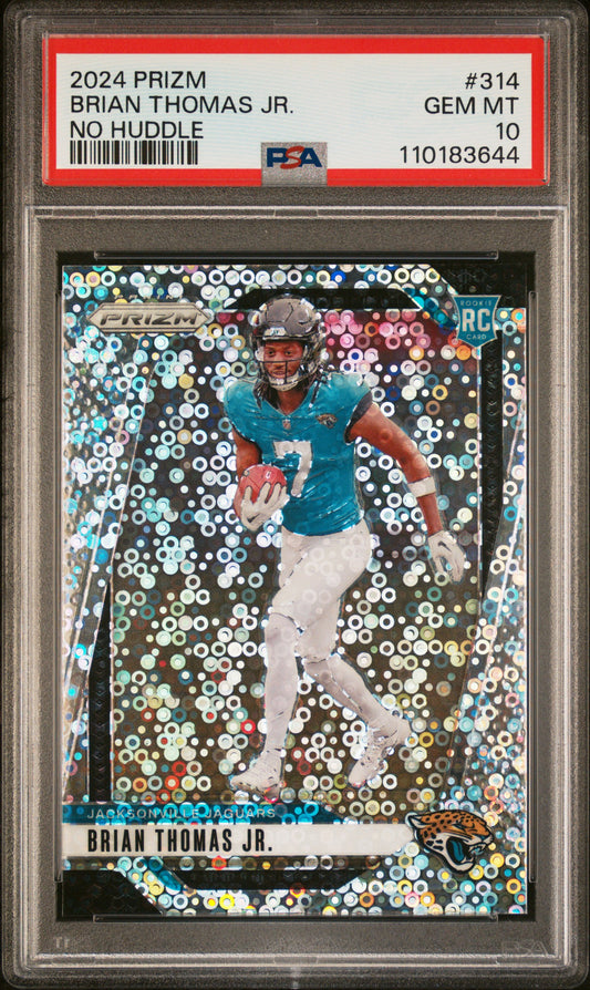 Brian Thomas Jr. 2024 Panini Prizm No Huddle RC #314 PSA 10 Gem Mint