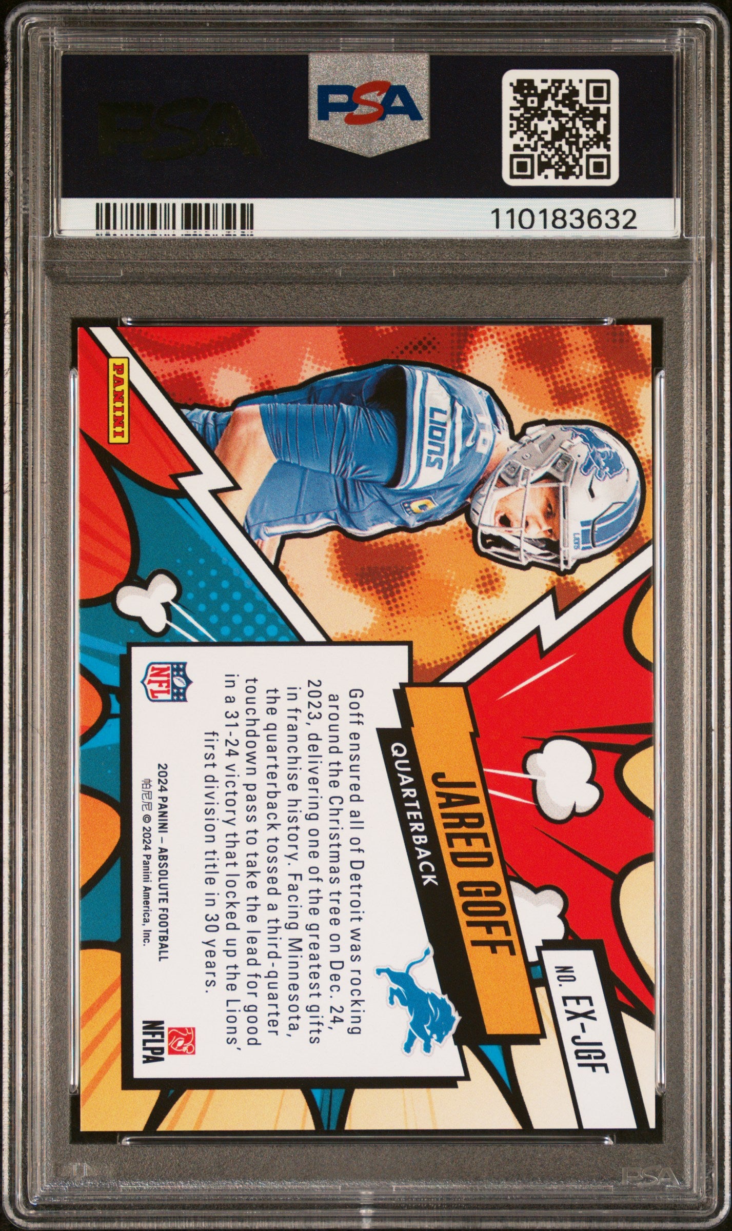 Jared Goff 2024 Panini Absolute Explosive PSA 10 Gem Mint