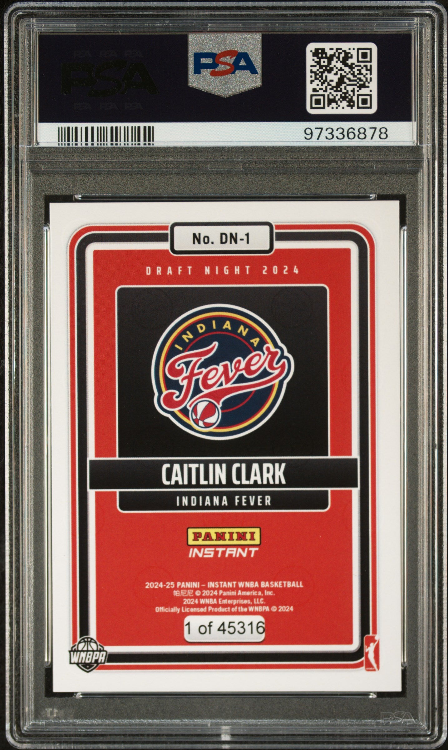 Caitlin Clark 2023 Panini Instant WNBA Draft Night PSA 10 Gem Mint 6878