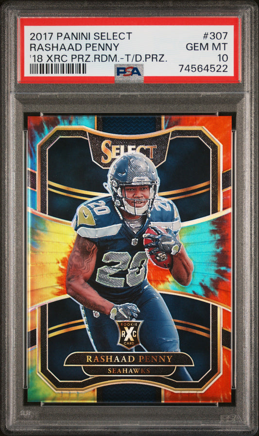Rashaad Penny 2017 Panini Select XRC Tie-Dye Prizm #3/25 PSA 10 Gem Mint