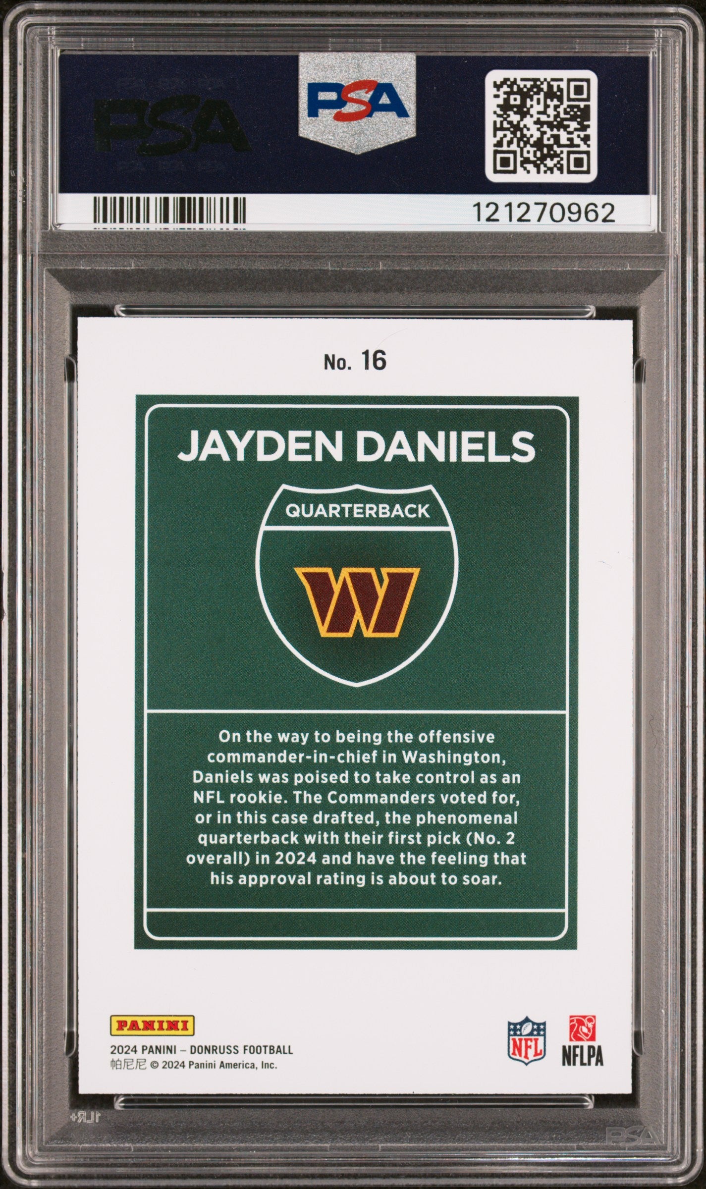 Jayden Daniels 2024 Donruss Rookie Downtown PSA 9 Mint
