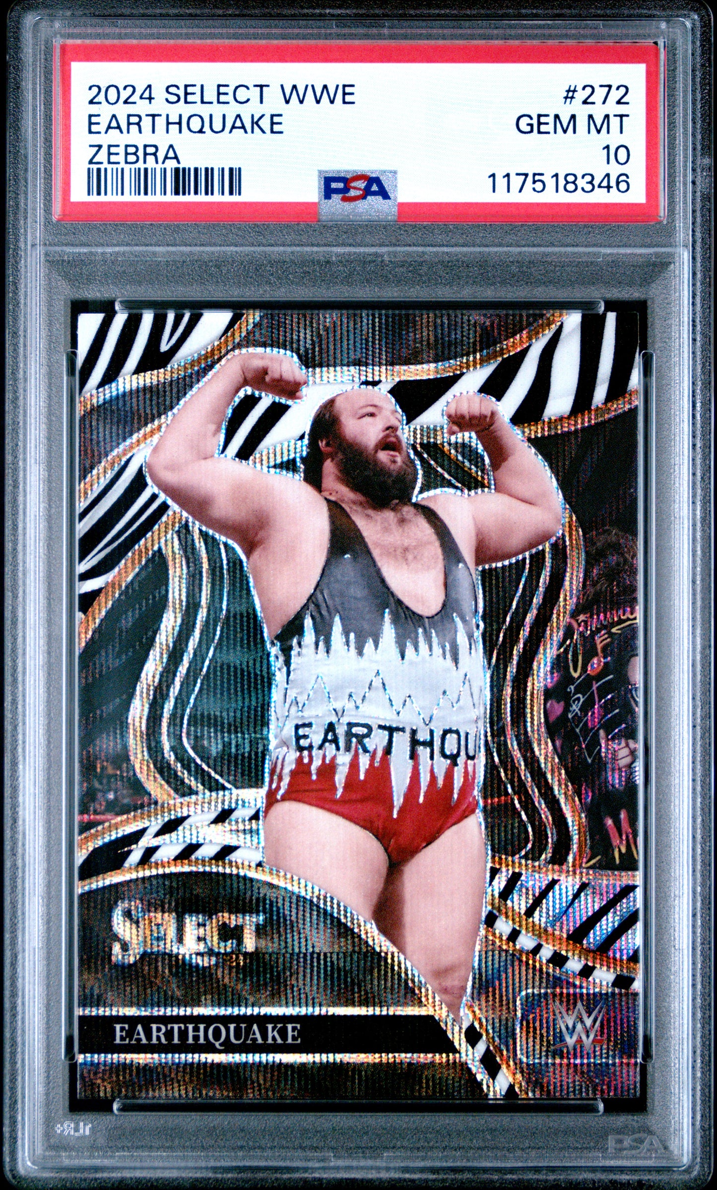 Earthquake 2024 Panini Select WWE #272 Zebra Prizm PSA 10 Gem Mint