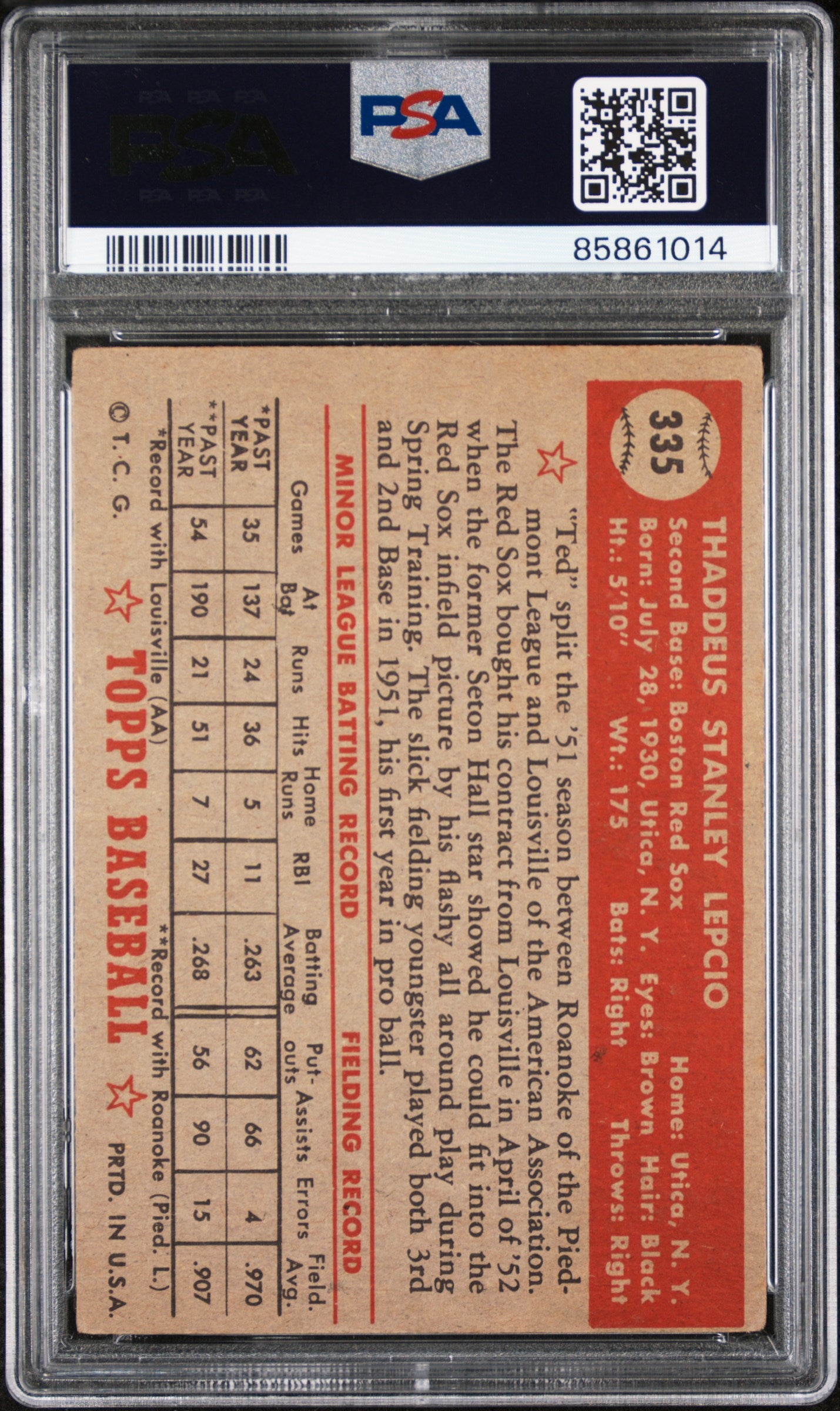 Warren Hacker 1952 Topps #324 PSA 4.5