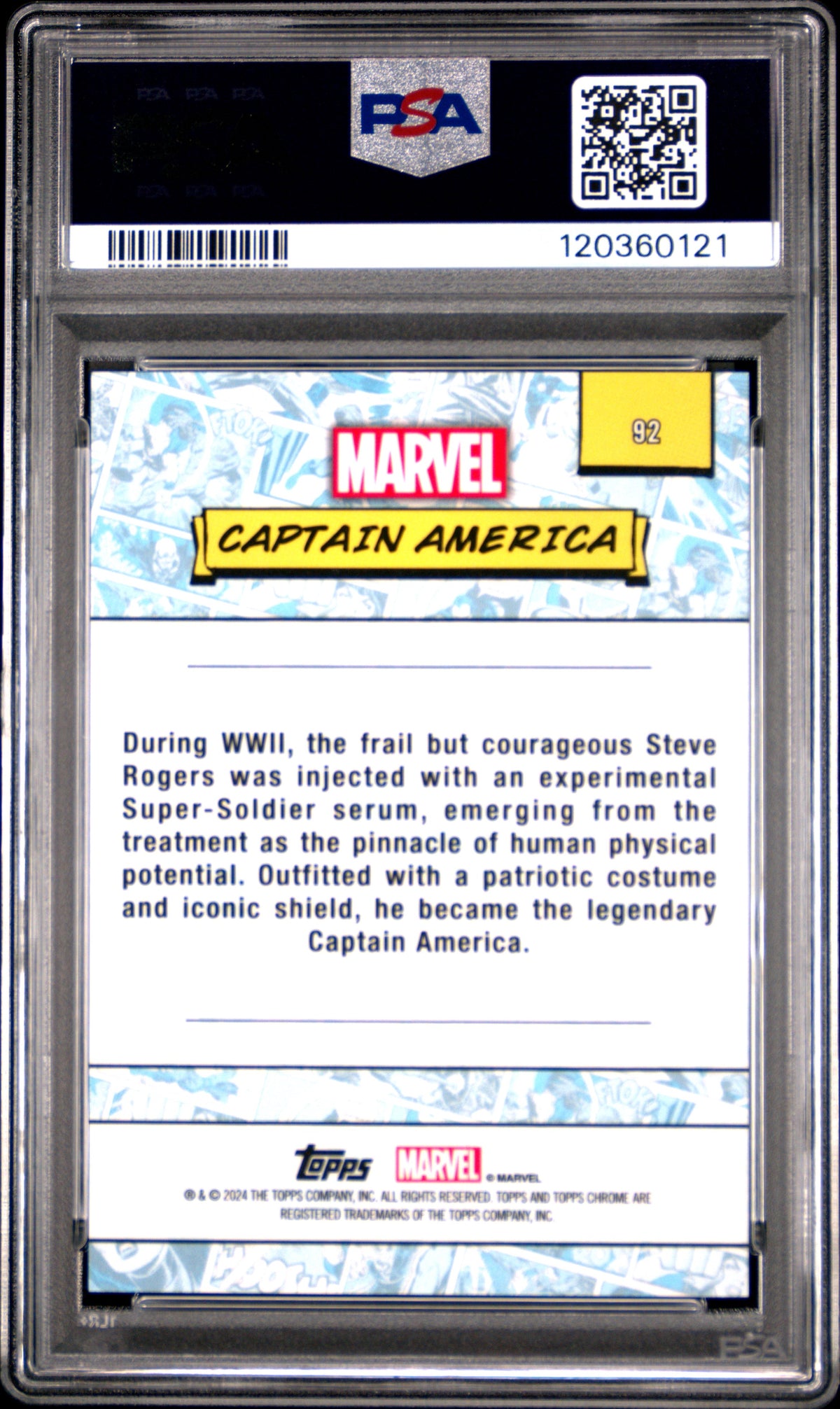 Captain America 2024 Marvel Sapphire #92 PSA 10 Gem Mint