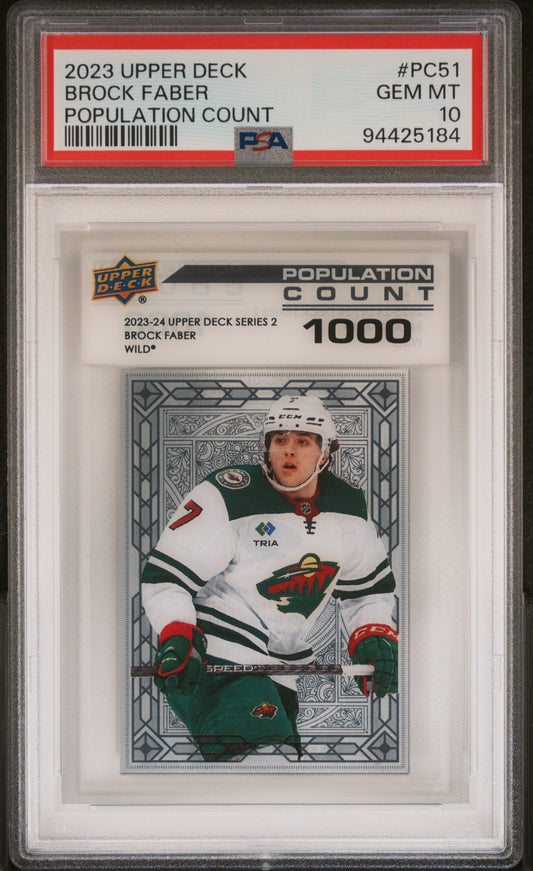 Brock Faber 2023 Upper Deck Population Count 1000 PSA 10 Gem Mint