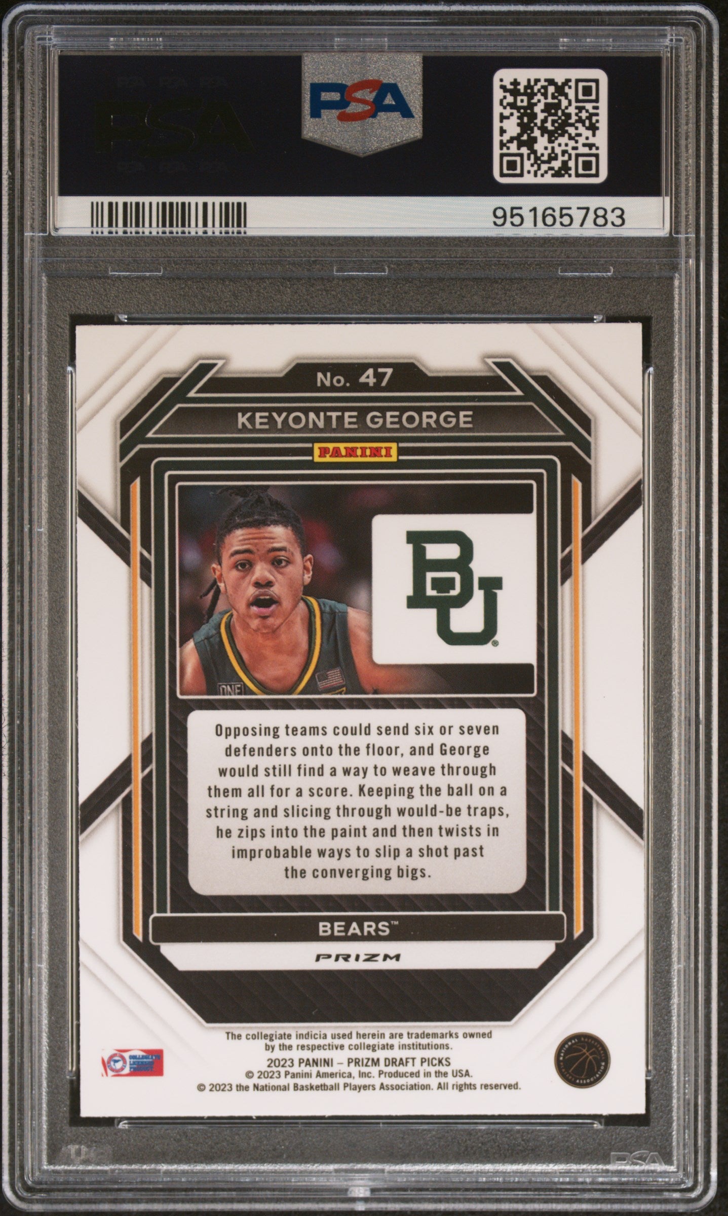 Keyonte George 2023 Panini Prizm Draft Picks #47 Tiger Stripe Choice PSA 10 Gem Mint