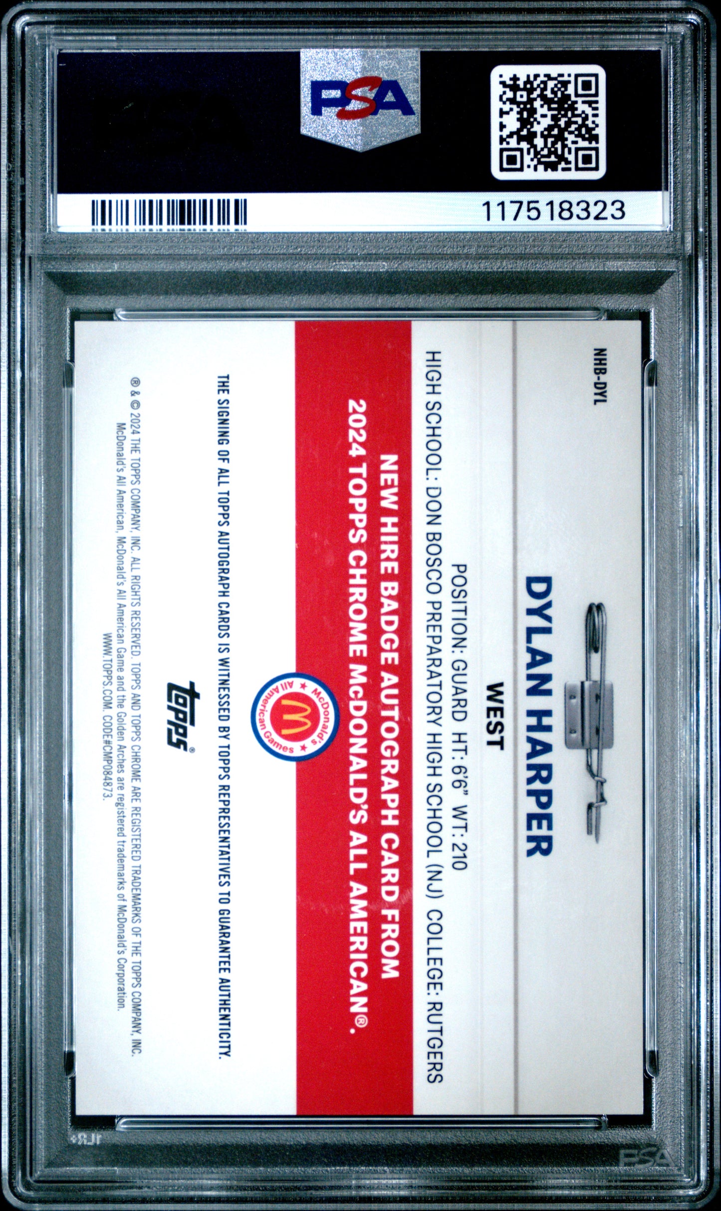 Dylan Harper 2024 Topps Chrome McDonald's Red Raywave Auto #5/5 PSA 10 Gem Mint