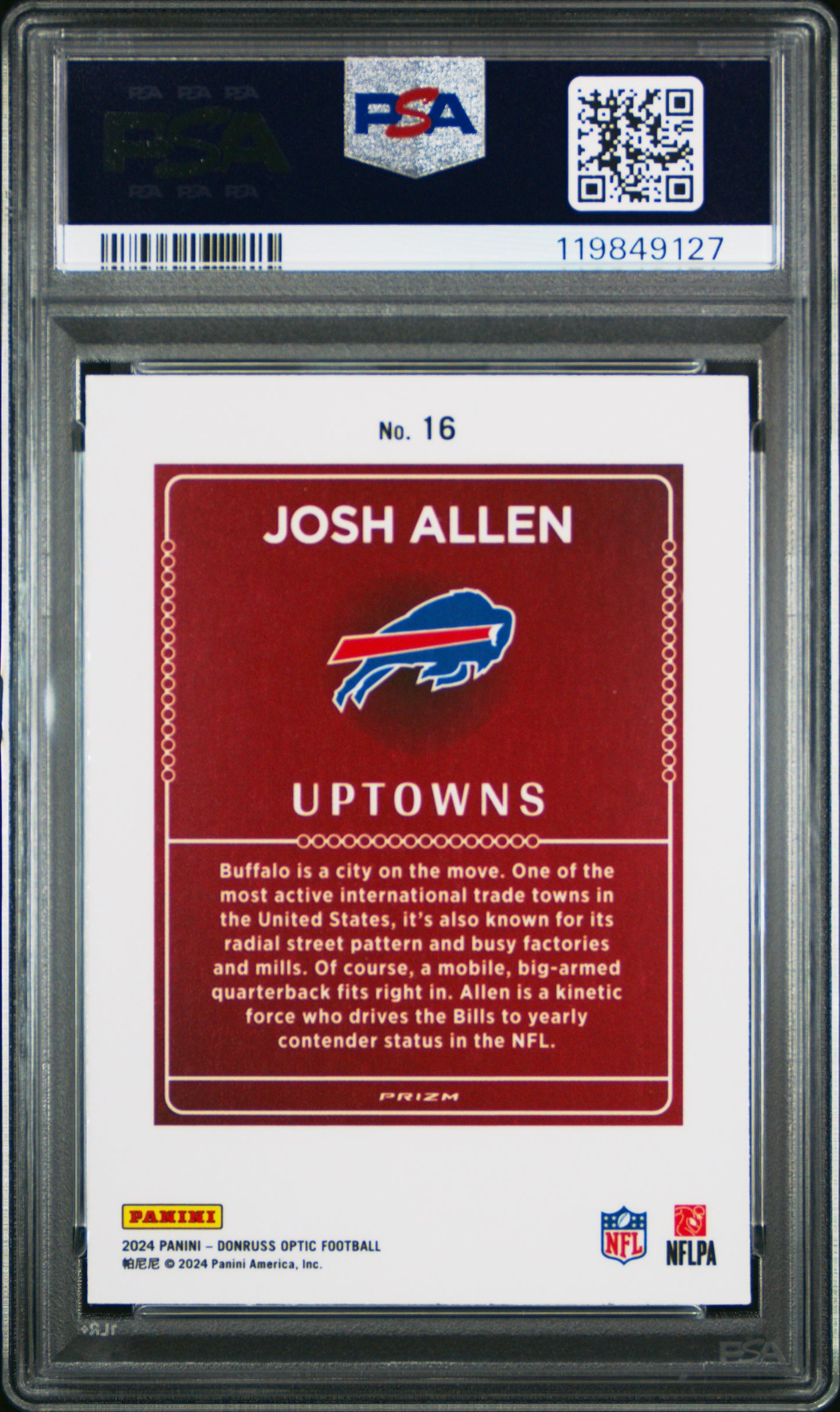 Josh Allen 2024 Donruss Optic Uptowns PSA 10 Gem Mint