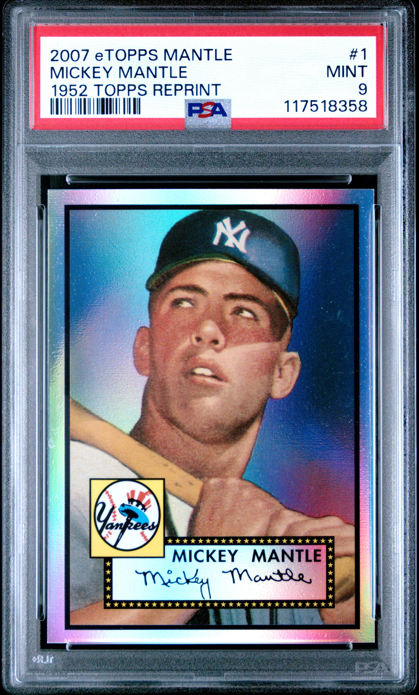 Mickey Mantle 2007 eTopps 1952 Topps Reprint #942/999 PSA 9 Mint
