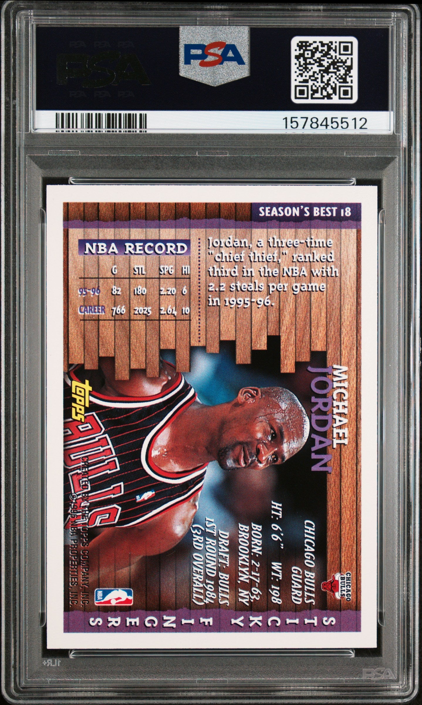 Michael Jordan 1996 Topps Seasons Best #18 PSA 9 Mint