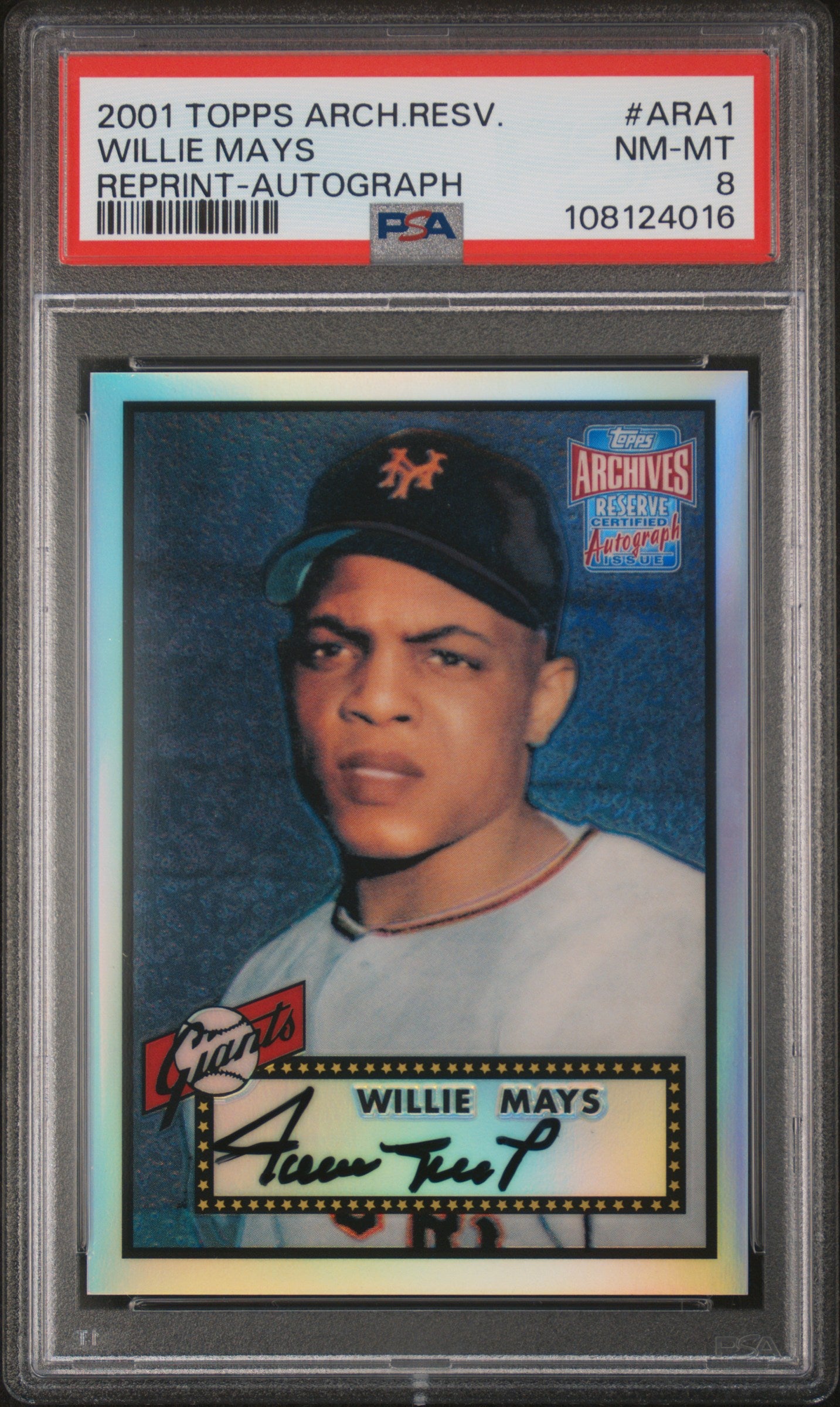 Willie Mays 2001 Topps Archives Reserve Reprint Autograph PSA 8 Nm-Mint