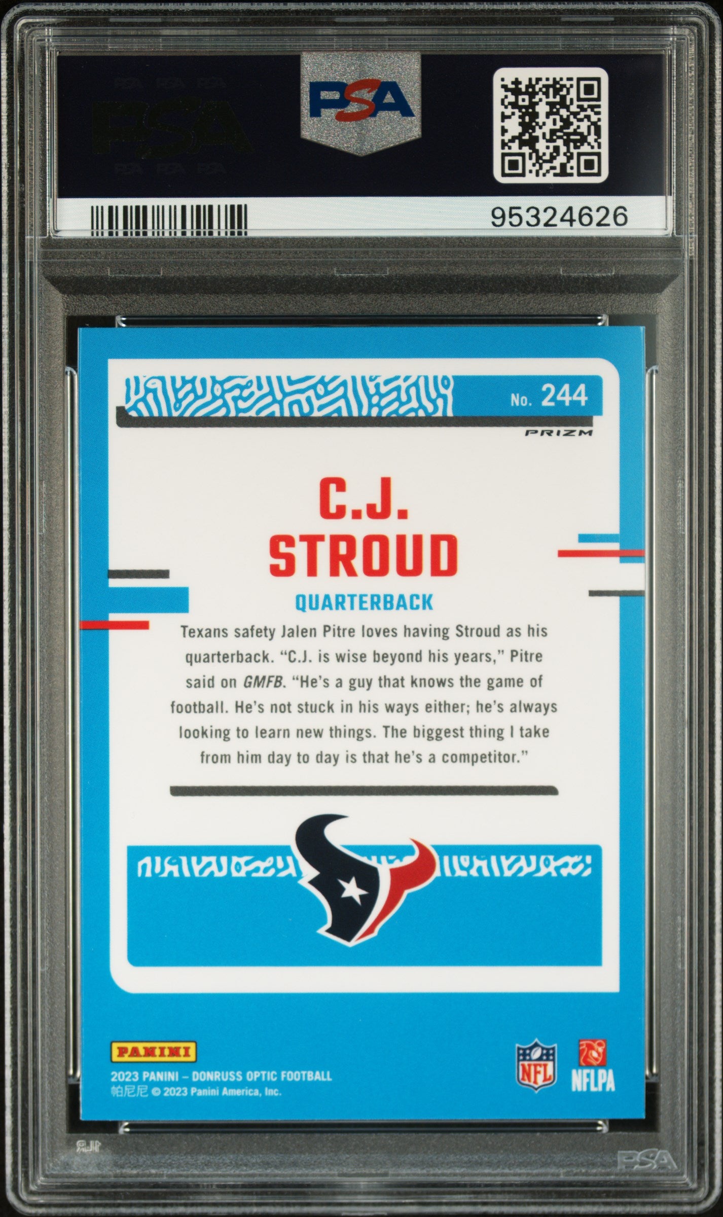 C.J. Stroud 2023 Donruss Optic #244 Green Hyper PSA 10 Gem Mint