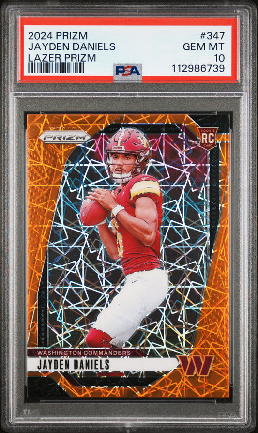 Jayden Daniels 2024 Panini Prizm #347 Lazer Prizm PSA 10 Gem Mint 6739