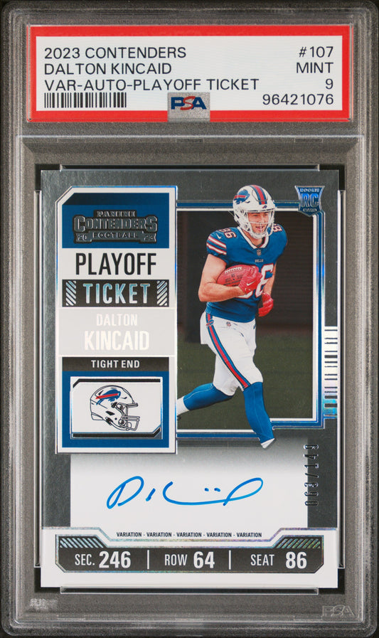 Dalton Kincaid 2023 Panini Contenders Playoff Auto #63/149 PSA 9 Mint