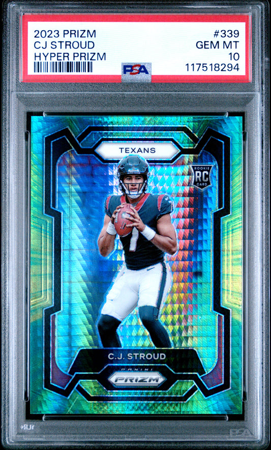 CJ Stroud 2023 Panini Prizm Rookie #339 Hyper Prizm #37/175 PSA 10 Gem Mint