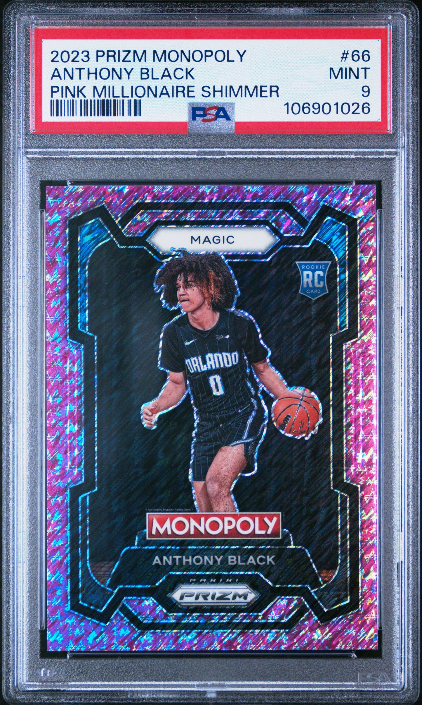 Anthony Black 2023 Prizm Monopoly Pink Millionaire Shimmer #1/5 PSA 9 Mint