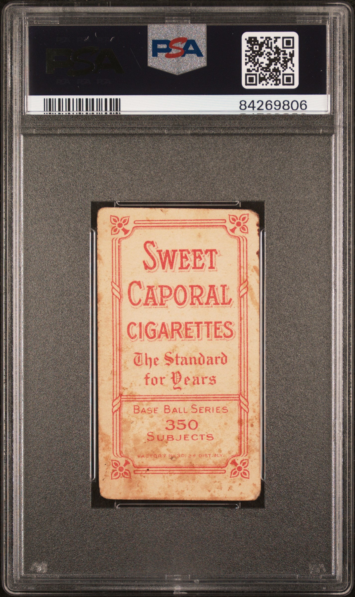 Monte Cross 1909-11 T206 Sweet Caporal 350/30 PSA 2 Good