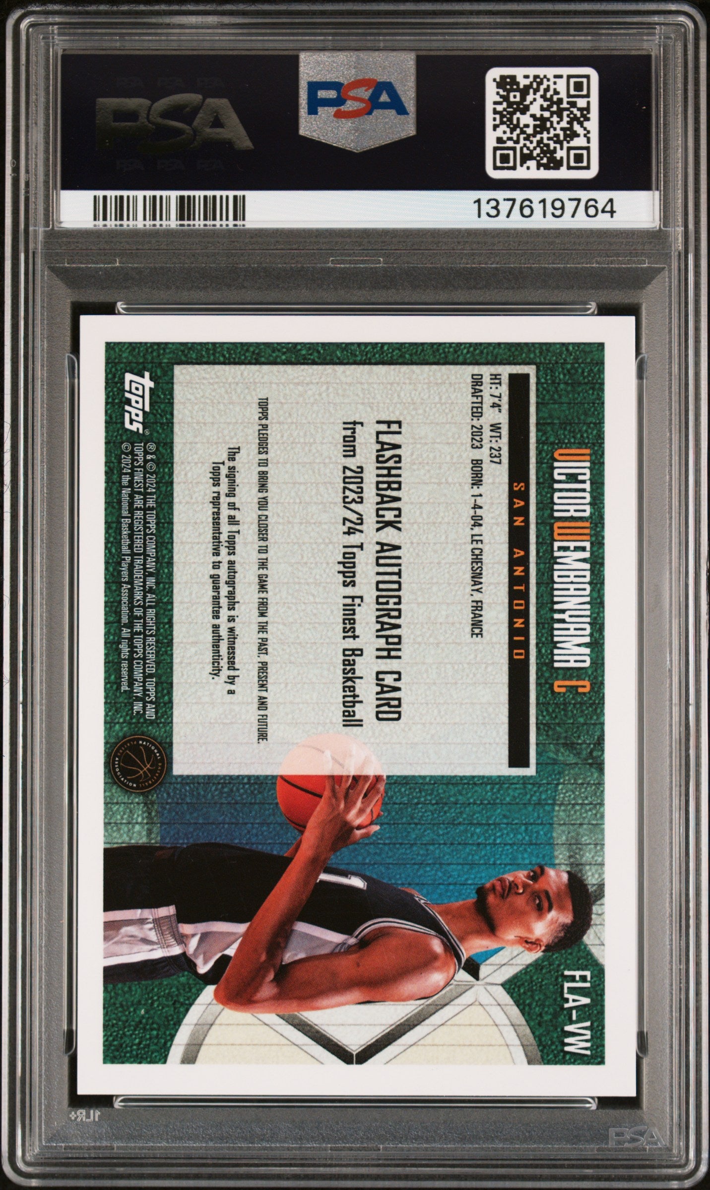 Victor Wembanyama 2023 Topps Finest Black Geometric Flashback Auto #8/25 PSA 10 Gem Mint