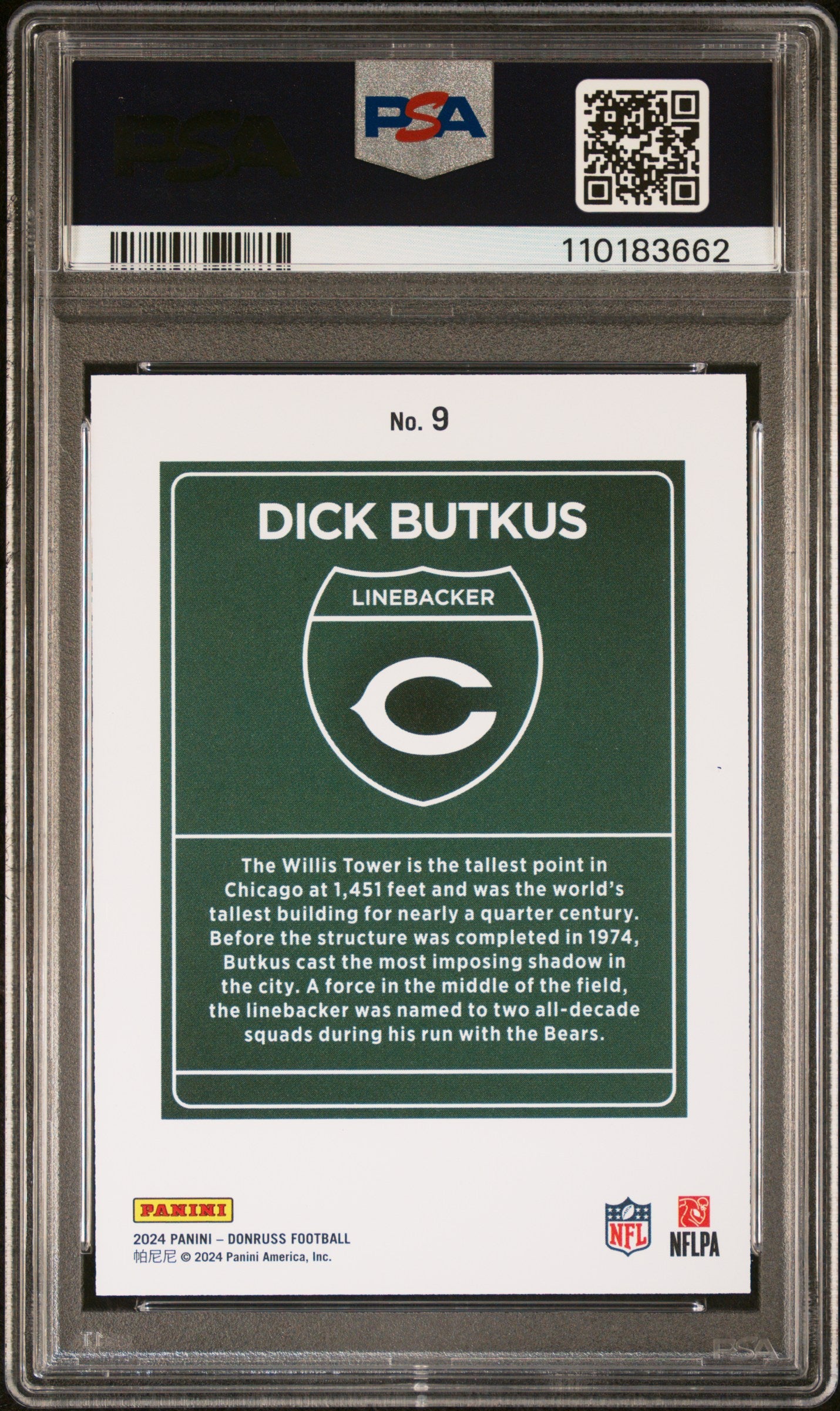 Dick Butkus 2024 Donruss Downtwo PSA 10 Gem Mint