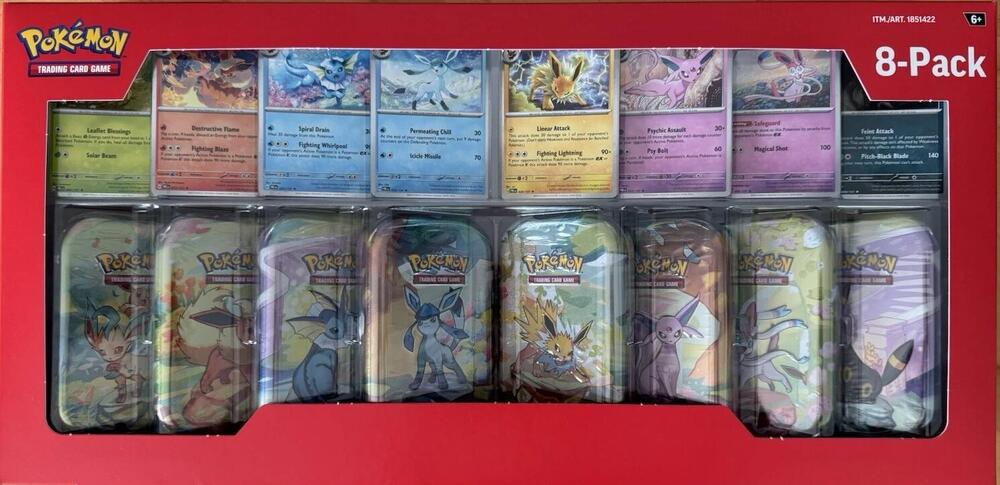 PokemonPrismatic Evolutions ini Tin - 8 Pack Bundle