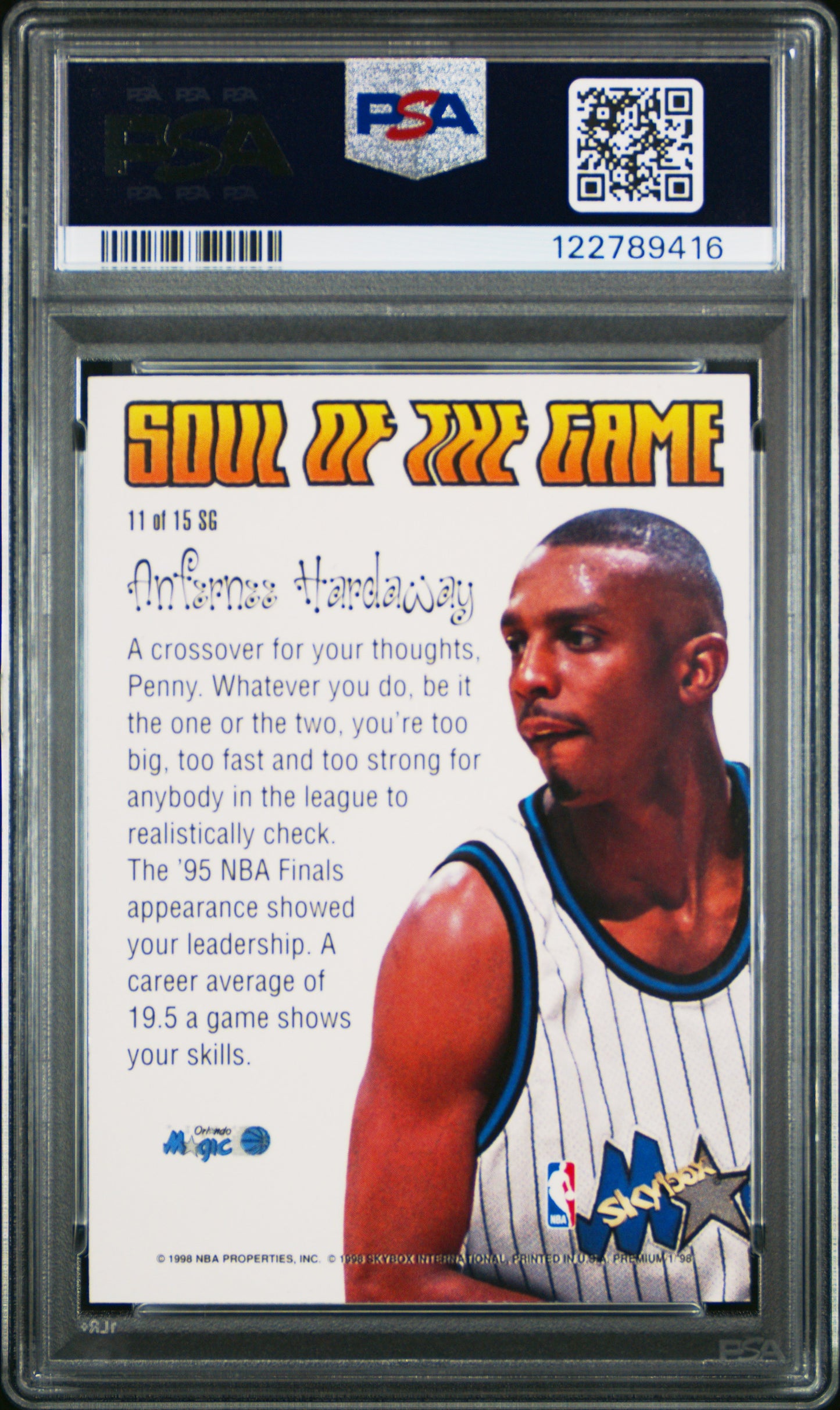 Anfernee Hardaway 1998 Skybox Premium Soul of the Game PSA 8 NM-Mint