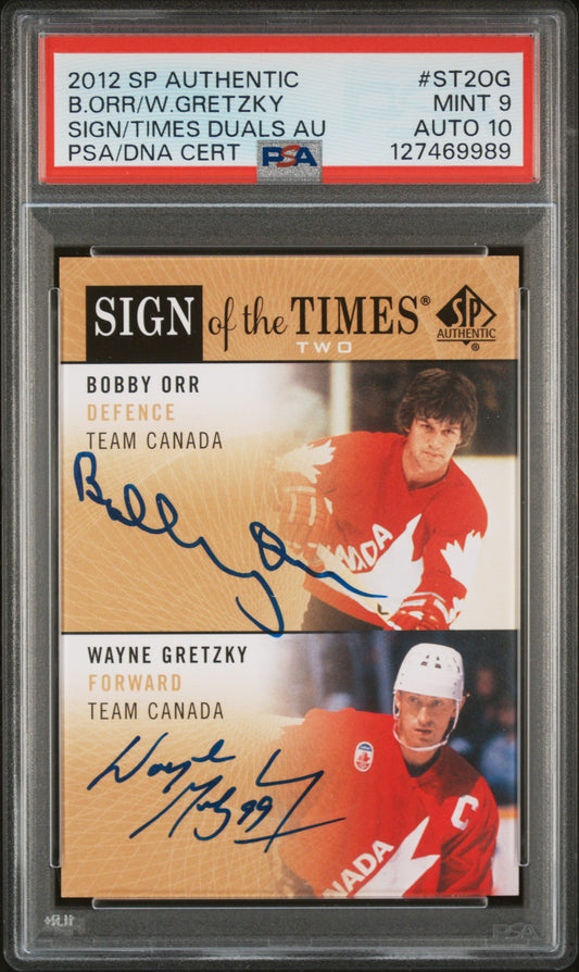 Wayne Gretzky + Bobby Orr 2012 Upper Deck SP Authentic Dual Auto PSA 9 Auto 10