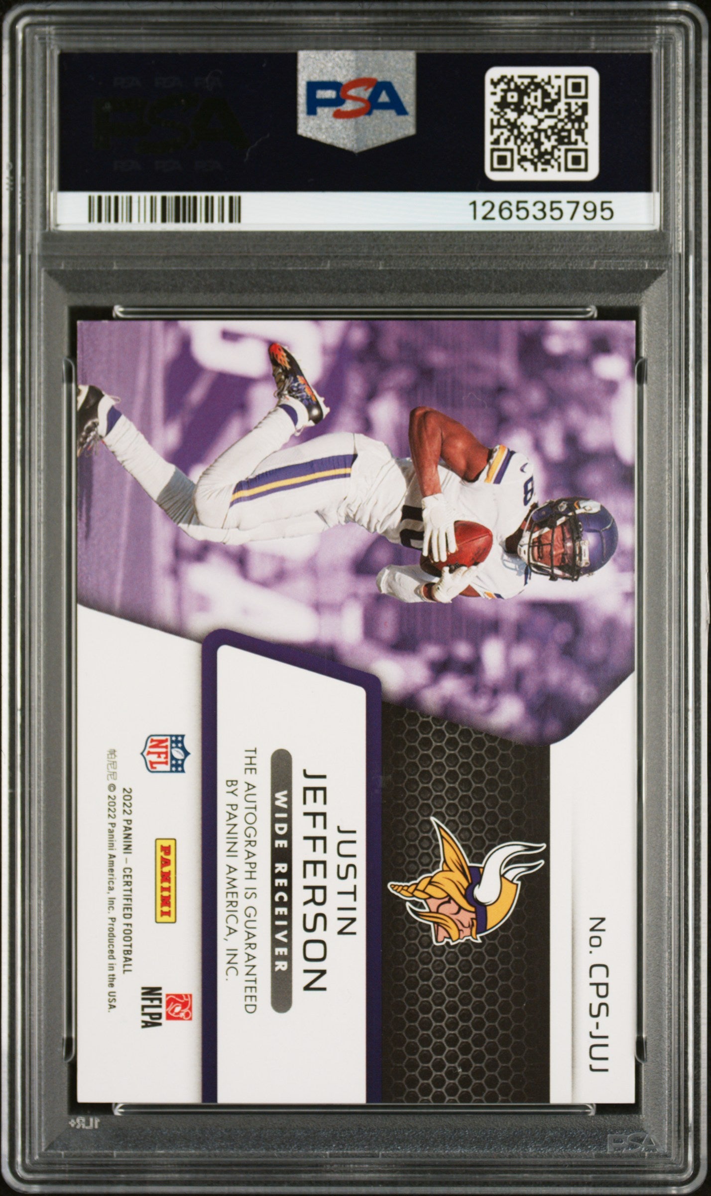 Justin Jefferson 2022 Panini Certified Potential Mirror Red Autograph #1/20 PSA 8 Auto 9