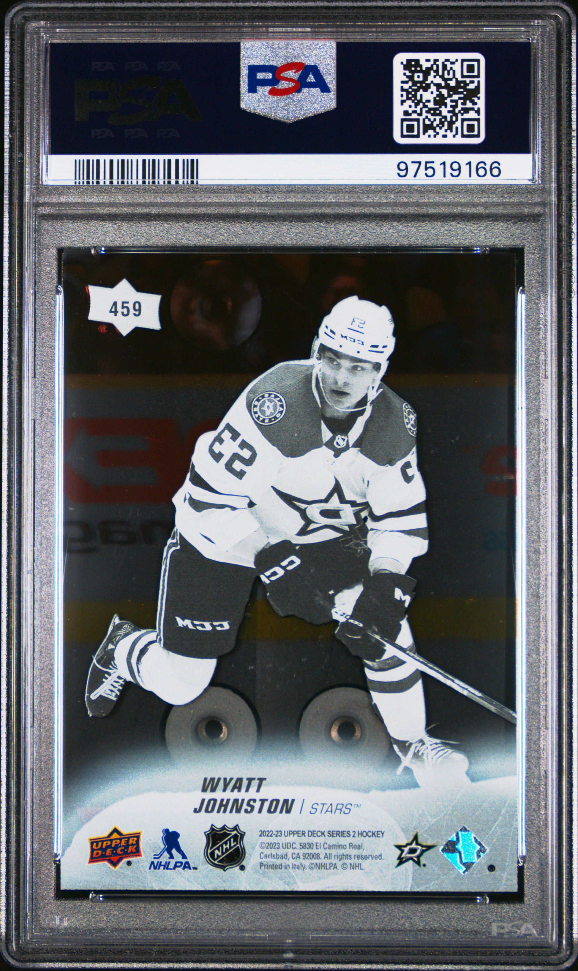 Wyatt Johnston 2022 Upper Deck Rookie #459 Clear Cut PSA 10 Gem Mint