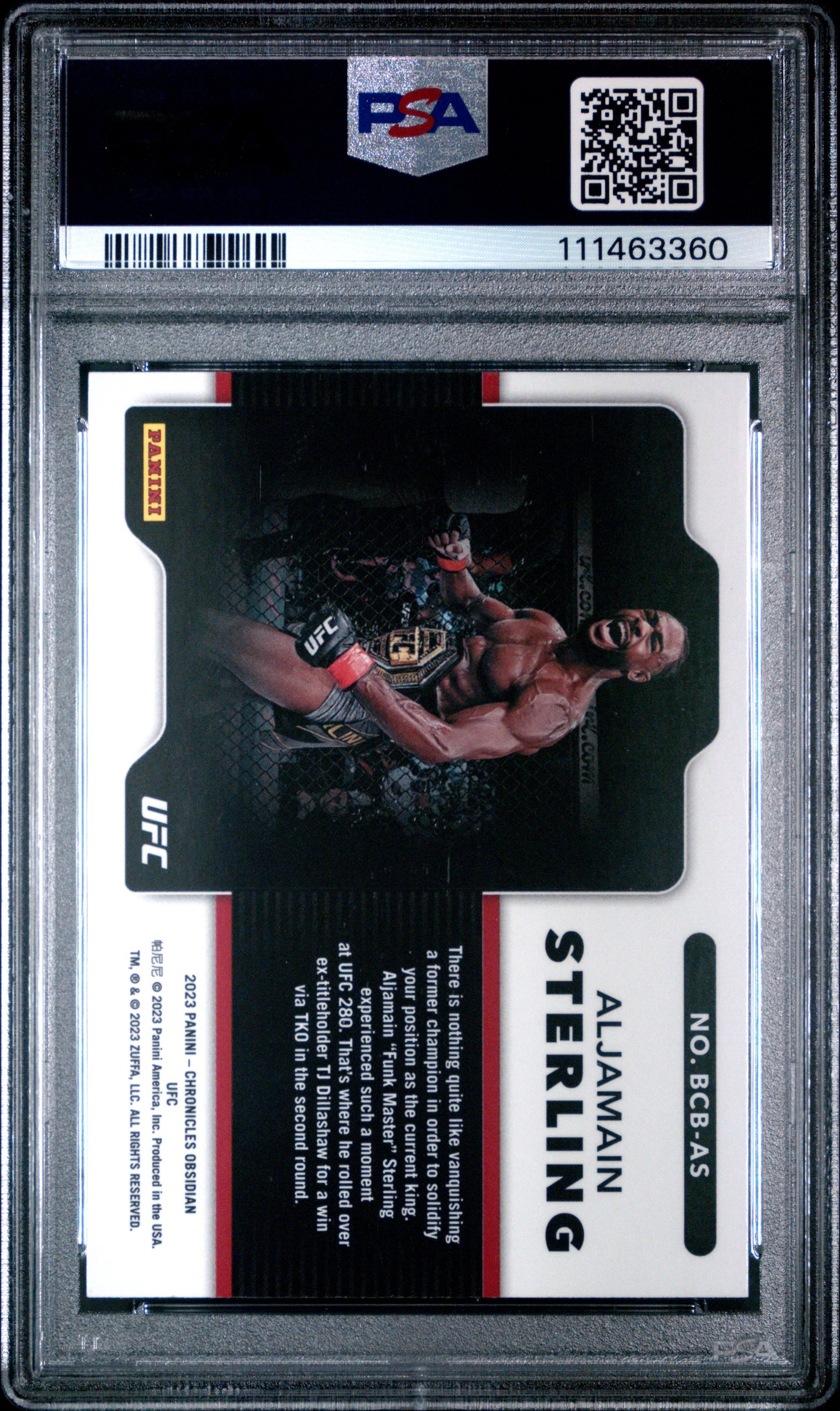 Aljamain Sterling 2023 Panini Chronicles UFC Black Color Blast PSA 10 Gem Mint