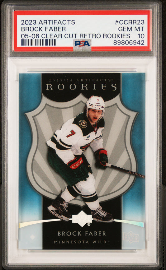 Brock Faber 2023 Upper Deck Artifacts 2005-06 Clear Cut Retro Rookies PSA 10 Gem Mint