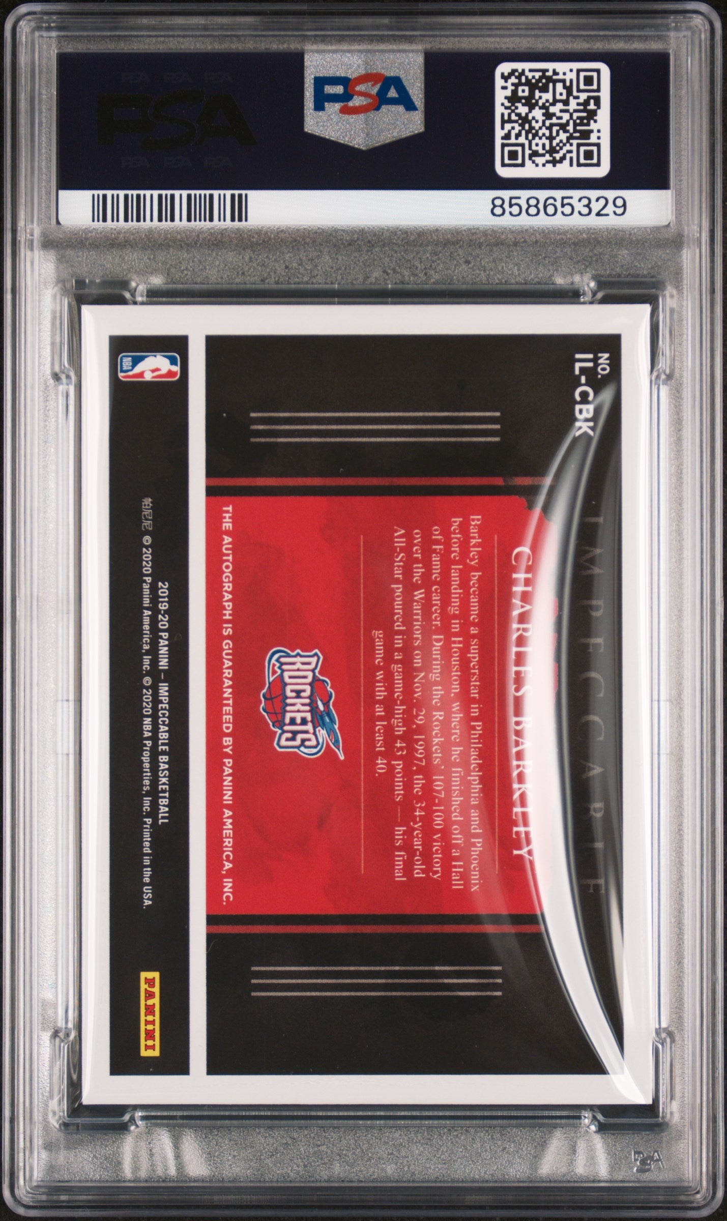 Charles Barkley 2019 Panini Impeccable Illustrious Ink 2/5 PSA 10 Auto 10