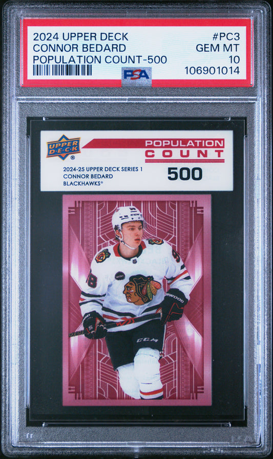 Connor Bedard 2024 Upper Deck Population Count 500 #PC3 PSA 10 Gem Mint