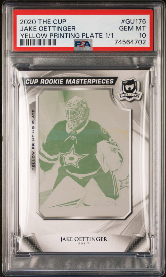 Jake Oettinger 2020 Upper Deck The Cup Yellow Printing Plate #1/1 PSA 10 Gem Mint