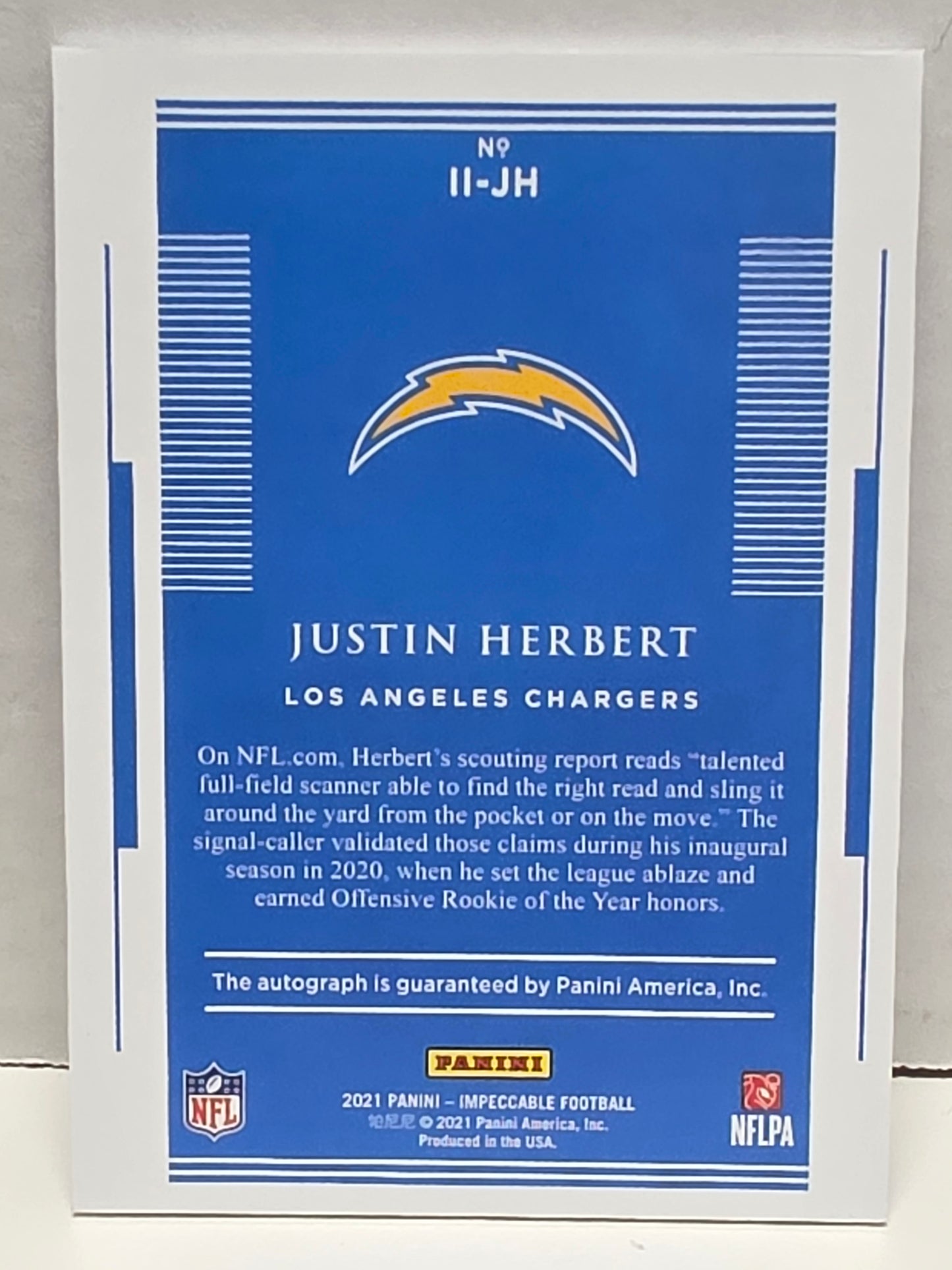 Justin Herbert 2021 Panini Impeccable Impressions Auto #13/35