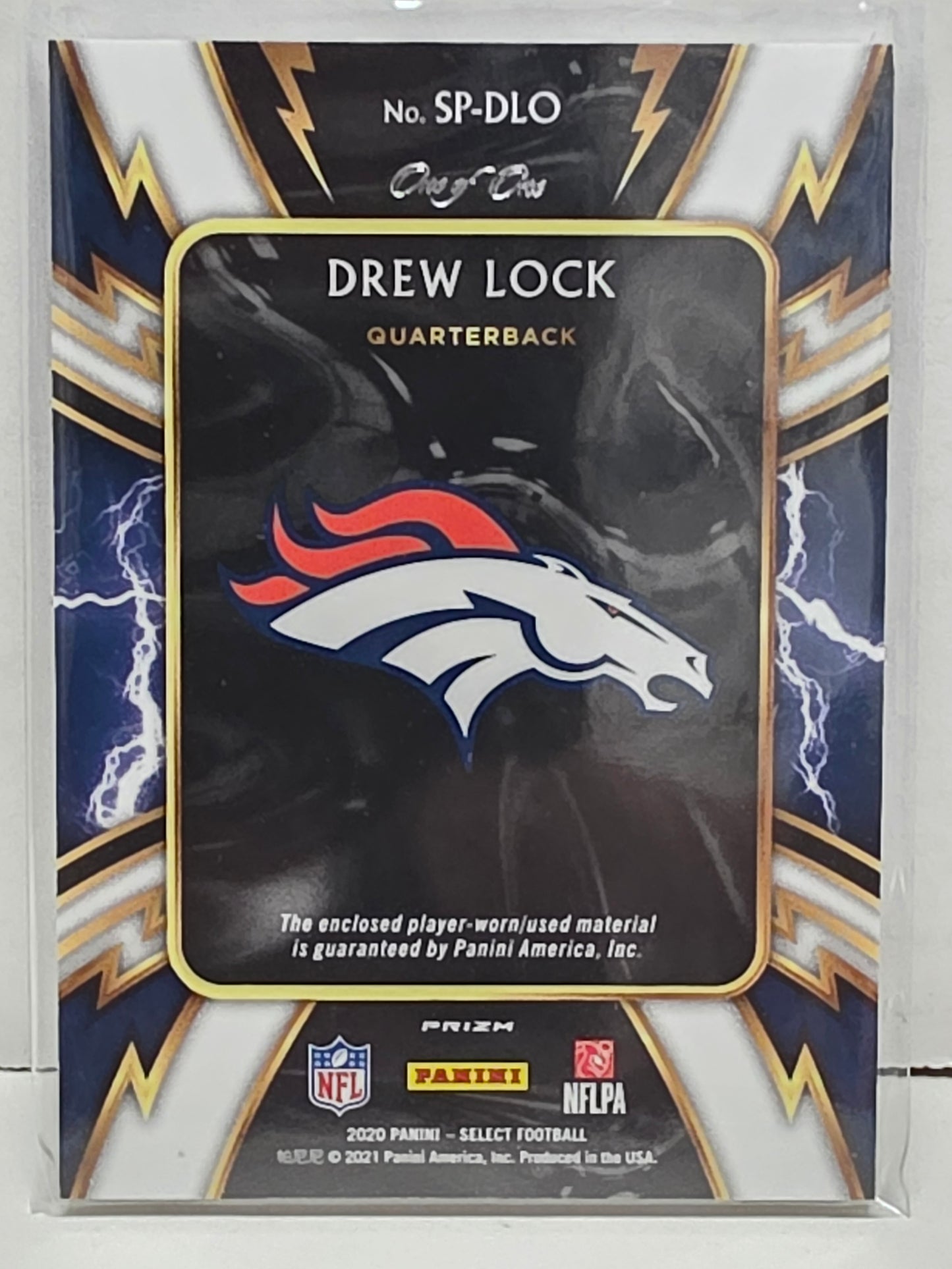 Drew Lock 2020 Panini Select NFL Shield Patch #1/1