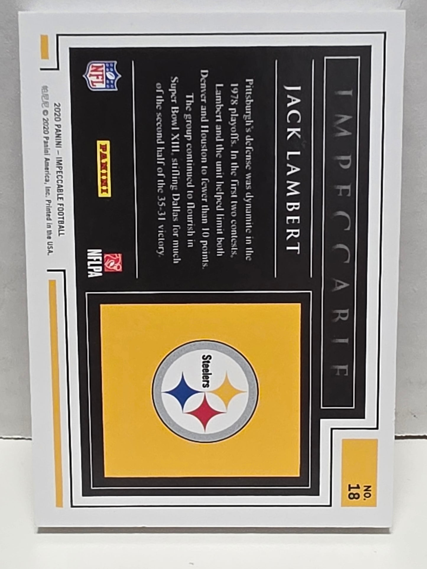 Jack Lambert 2020 Panini Impeccable Silver Troy Ounce #1/20