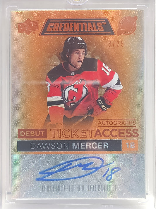 Dawson Merceir 2021 Upper Deck Credentials Debut Ticket Access Auto #3/25
