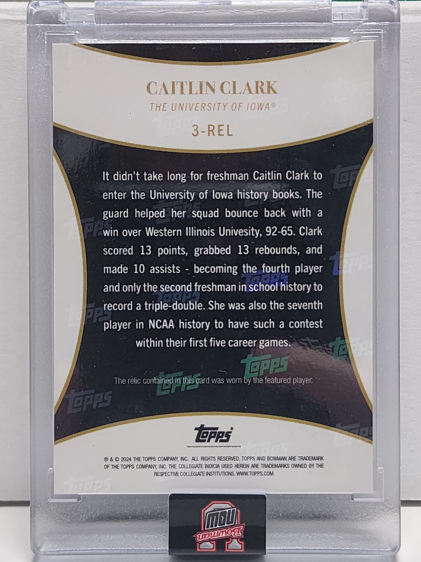 Caitlin Clark 2024 Bowman U Now Patch Card #12/50